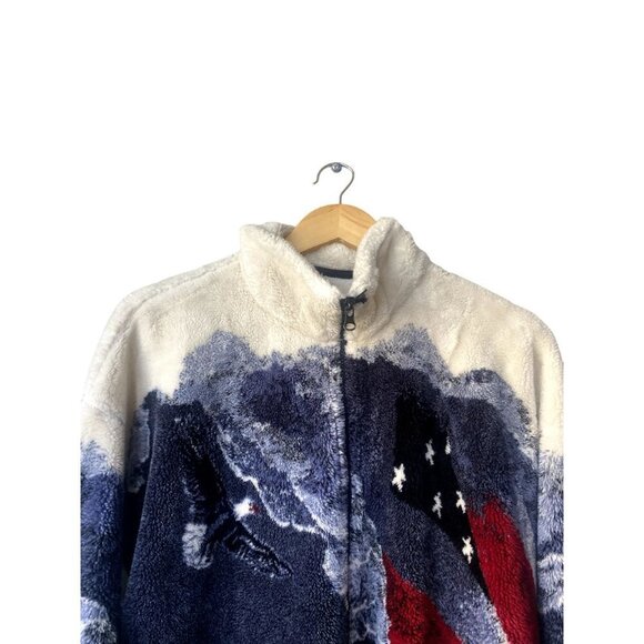 Bear Ridge Outfitters Eagle/U.S. Flag Full Zip Fleece Jacket Sz M Made USA - Picture 2 of 8